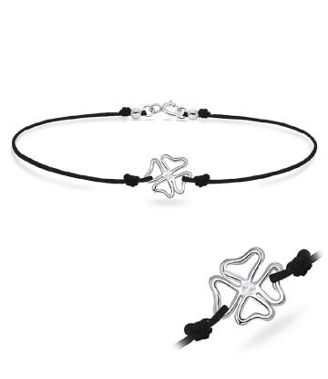 Matt Rope with Clover Leaf Silver Anklet ANK-104